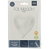 Folat Ballon en aluminium en forme de cœur, blanc métallisé mat | 45 cm Folat Ballon en aluminium en forme de cœur, blanc métallisé mat | 45 cm