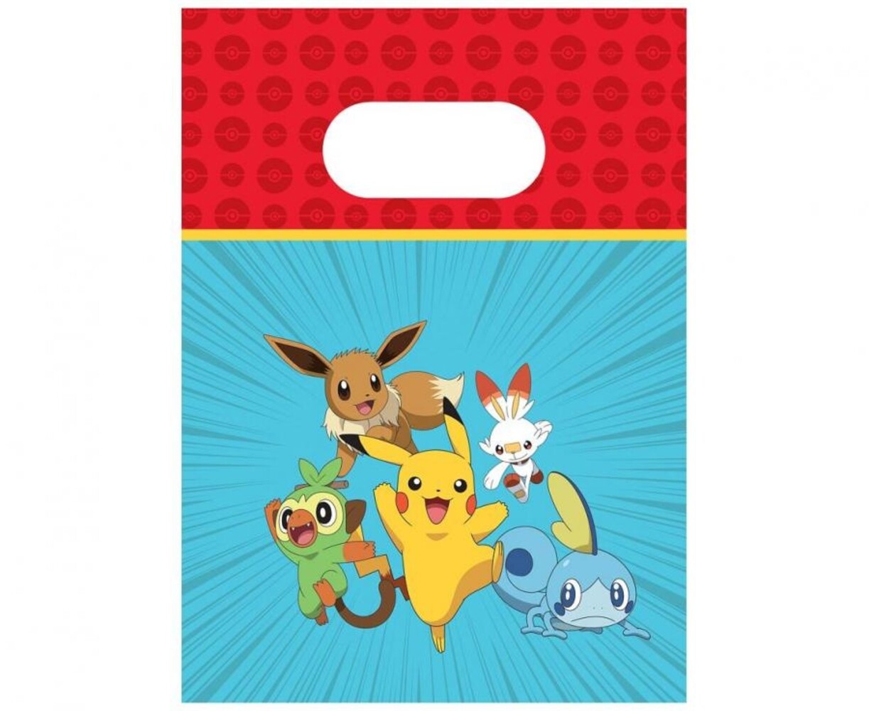 Procos Party Pokemon Uitdeelzakjes Papier 16x22cm | 4 stuks