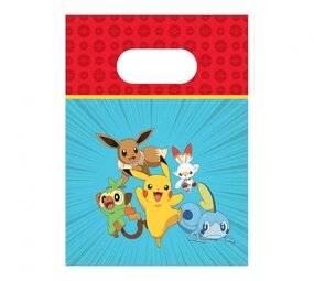 Procos Party Pokémon-Papiertüten für Partys, 16 x 22 cm | 4 Stück