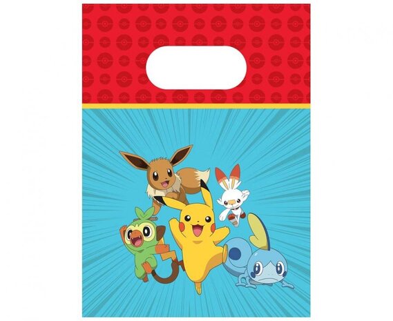 Procos Party Pokemon Uitdeelzakjes Papier 16x22cm | 4 stuks