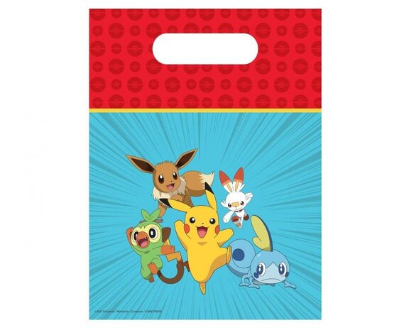 Procos Party Pokémon-Partytüten aus Kunststoff, 16 x 23 cm | 6 Stück