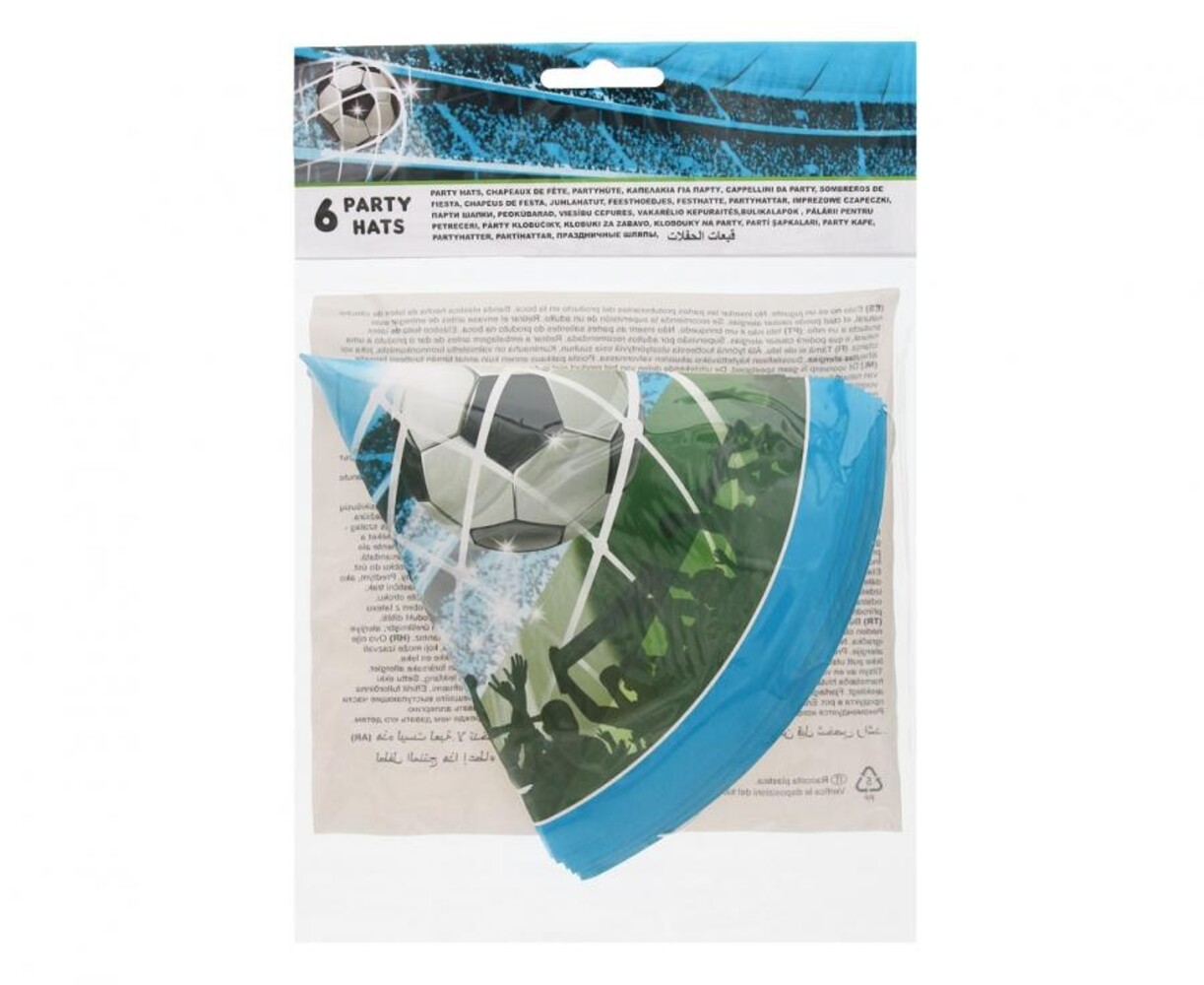 Procos Party Voetbal Feesthoedjes Soccerfans 23cm | 6 stuks