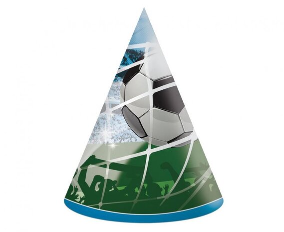 Procos Party Voetbal Feesthoedjes Soccerfans 23cm | 6 stuks