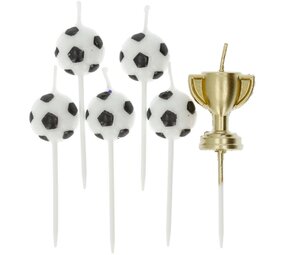 Folat Fußballkerzen, Bälle und Becher, 6 cm | 6 Stück