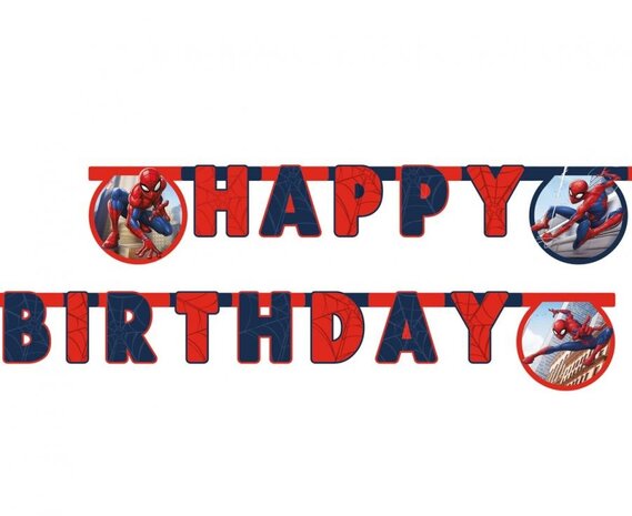Procos Party Guirlande de lettres « Joyeux anniversaire » Spiderman, justicier masqué, 200 cm | à l’unité