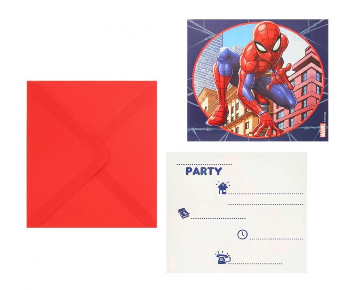 Procos Party Spiderman uitnodigingen Crime Fighter | 6 stuks