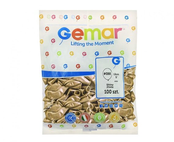 Gemar Ballons métallisés dorés 13 cm | 100 pièces