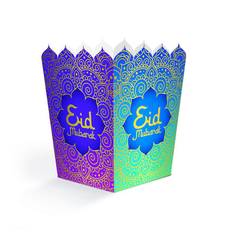 WeFiesta Eid Mubarak Snackbakjes 6x6x10cm | 8 stuks WeFiesta Eid Mubarak Snackbakjes 6x6x10cm | 8 stuks