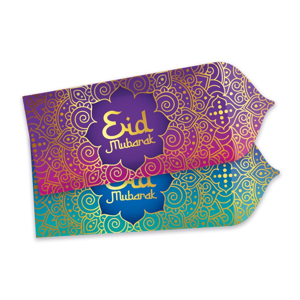 WeFiesta Enveloppes cadeaux Eid Mubarak 9x17cm | 4 pièces