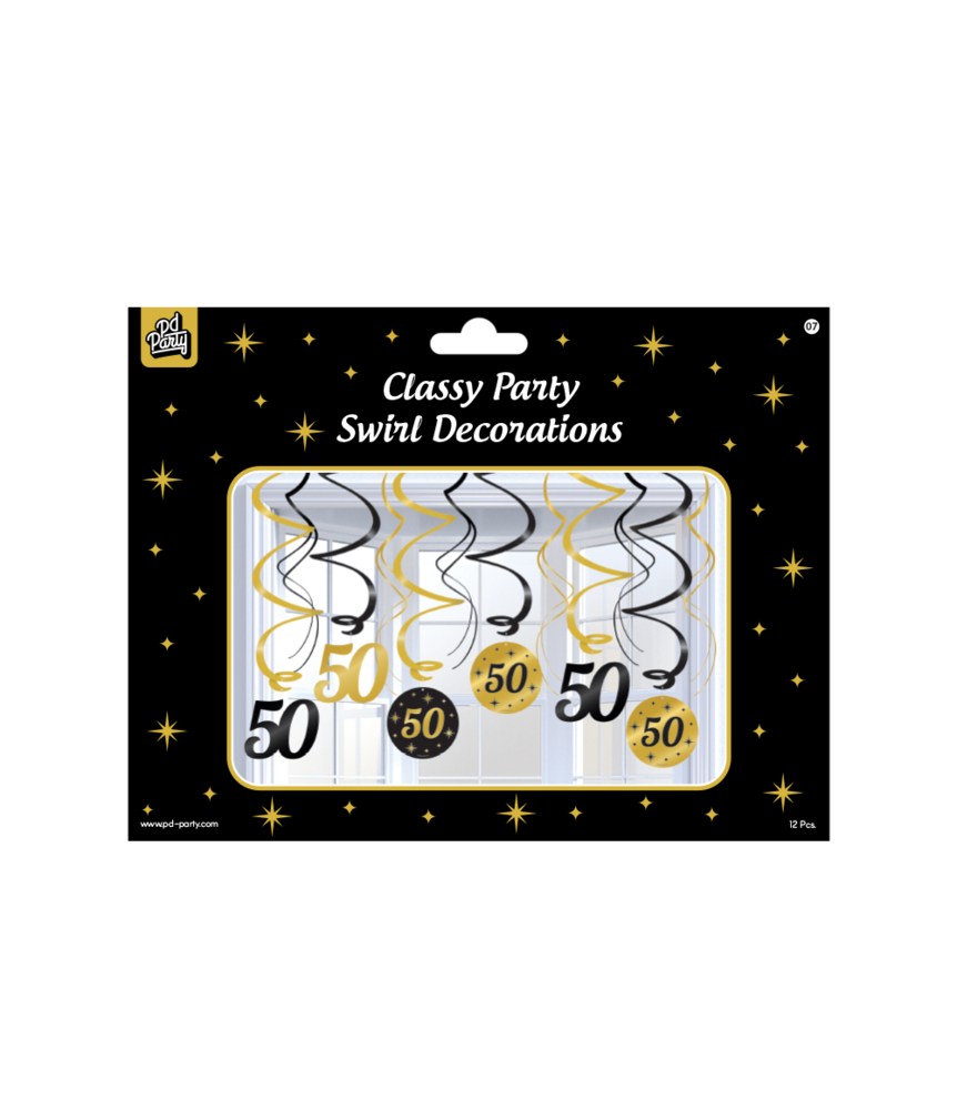 Paper Dreams Hangdecoratie Swirls 50 jaar Classy 70x14cm | 12 stuks