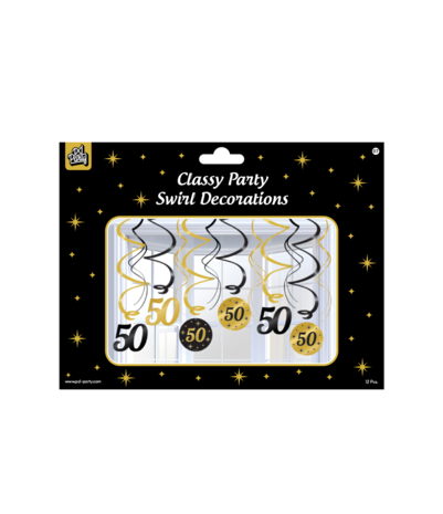 Paper Dreams Hangdecoratie Swirls 50 jaar Classy 70x14cm | 12 stuks