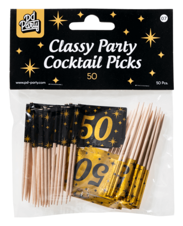Paper Dreams Cocktailspieße „50 Years Classy“, 6,5 cm | 50 Stück