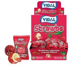 Vidal Strawberry Strawbs Kaugummi mit Strohhalmform, 5 Gramm | 20 Stück