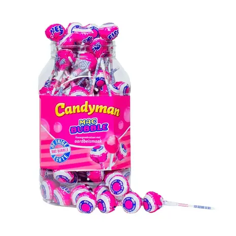 Candyman Mac Bubble Strawberry Lolly 15 gram | 10 stuks