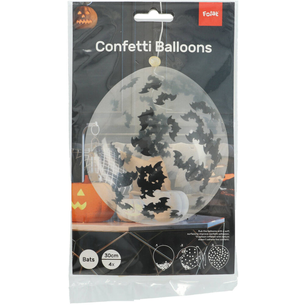 Folat Balloons with bat confetti | 4 pieces