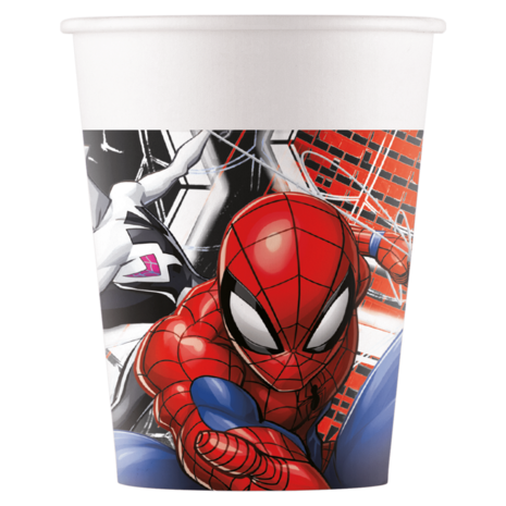 Procos Party Spiderman-Becher „World of Webs“ 200 ml | 8 Stück