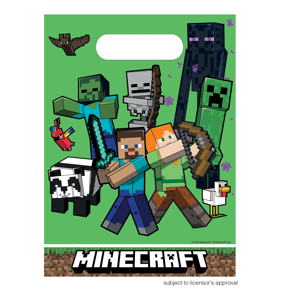 Procos Party Minecraft-Papiertüten für Partys, 23 x 17 cm | 6 Stück