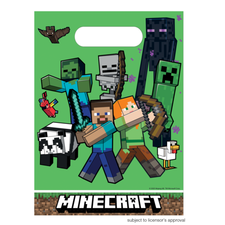 Procos Party Minecraft-Papiertüten für Partys, 23 x 17 cm | 6 Stück
