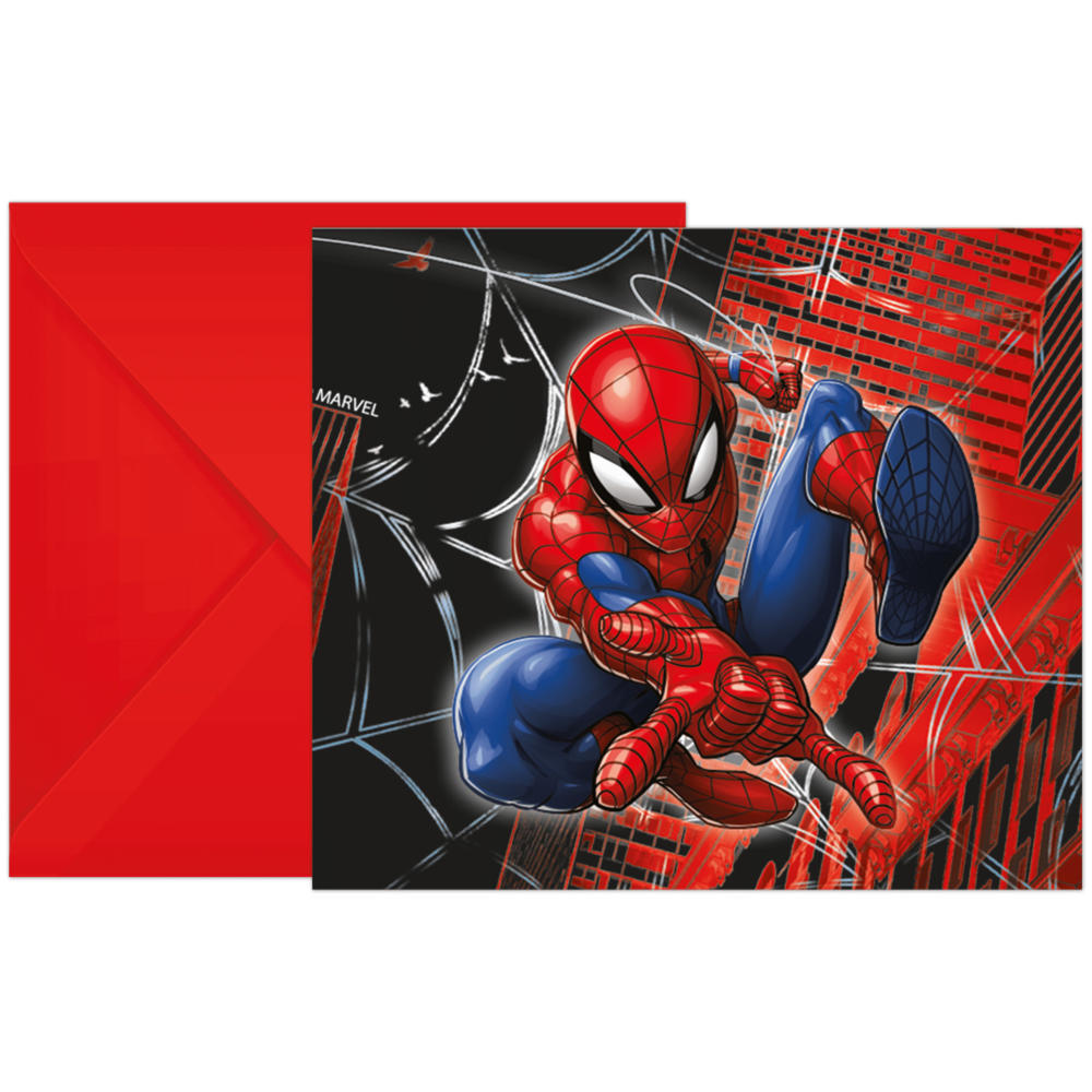 Procos Party Invitations Spiderman : Le Monde des Toiles | 6 pièces