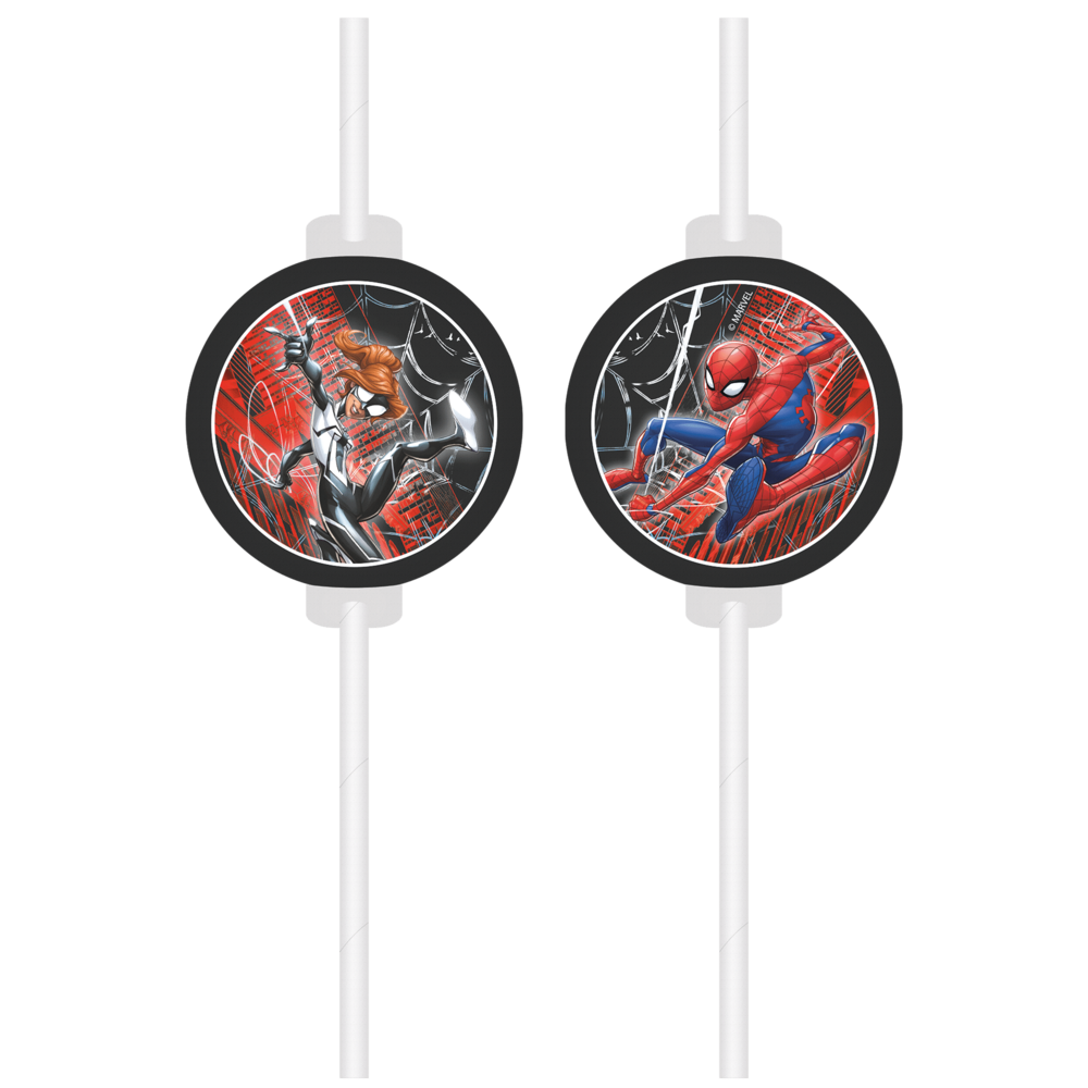 Procos Party Spiderman Drink Rietjes World Of Webs 21cm | 4 stuks