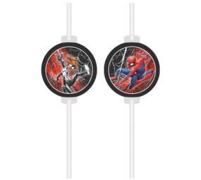 Procos Party Pailles Spiderman « L'univers des toiles » 21 cm | Lot de 4
