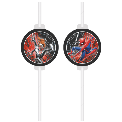 Procos Party Spiderman Drink Rietjes World Of Webs 21cm | 4 stuks