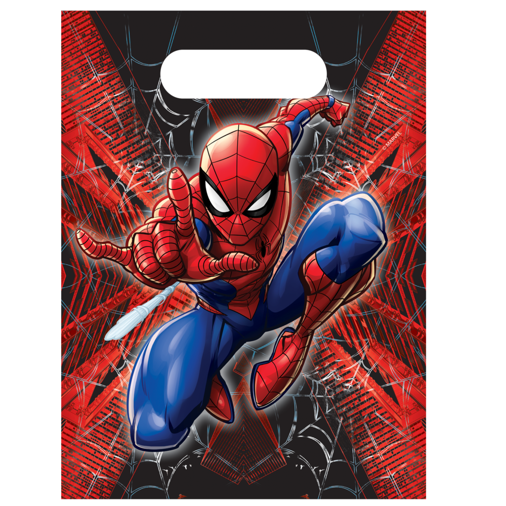 Procos Party Sachets cadeaux Spiderman « Le Monde des Toiles » 16 x 22 cm | 6 pièces