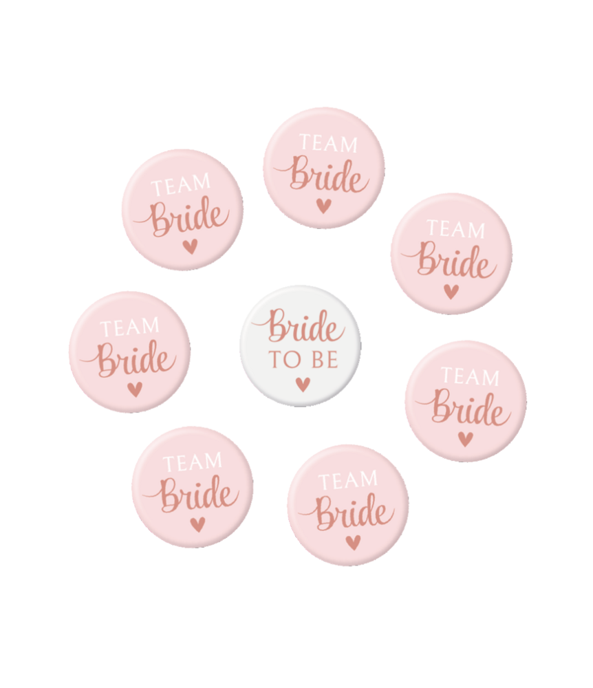 Paper Dreams Mini Buttons Team Bride 3,5cm | per set van 8 stuks
