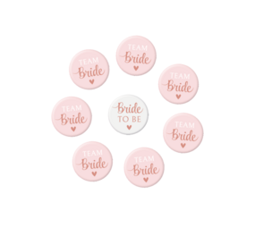 Paper Dreams Mini badges Team Bride 3,5 cm | par lot de 8 pièces