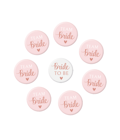 Paper Dreams Mini badges Team Bride 3,5 cm | par lot de 8 pièces