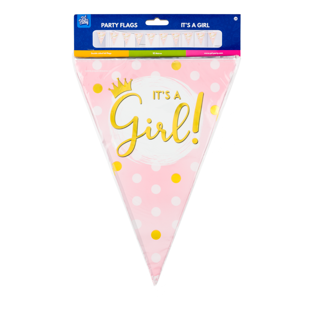 Paper Dreams Slinger geboorte It's a Girl! Roze 10 mtr | per stuk Paper Dreams Slinger geboorte It's a Girl! Roze 10 mtr | per stuk
