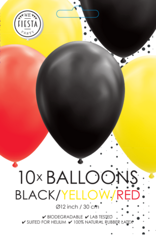 WeFiesta Black Yellow Red Balloons 30cm | 10 pieces WeFiesta Black Yellow Red Balloons 30cm | 10 pieces