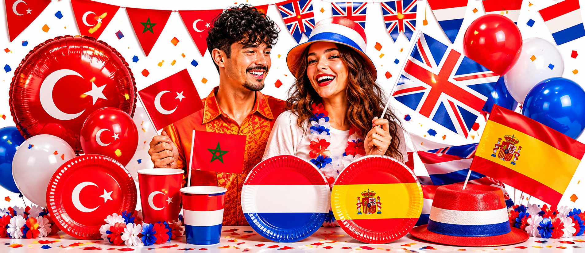 WK Voetbal versiering Turkije Marokko belgie