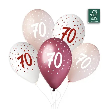 Godan Ballons 70 Jahre Stars Pink 33 cm | 6 Stück Godan Ballons 70 Jahre Stars Pink 33 cm | 6 Stück