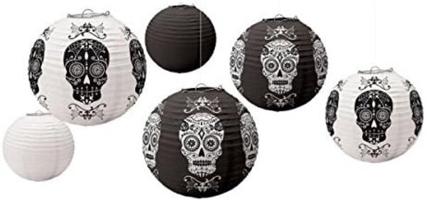 Amscan Black & White Skull Lantern Set | 6 pieces Amscan Black & White Skull Lantern Set | 6 pieces