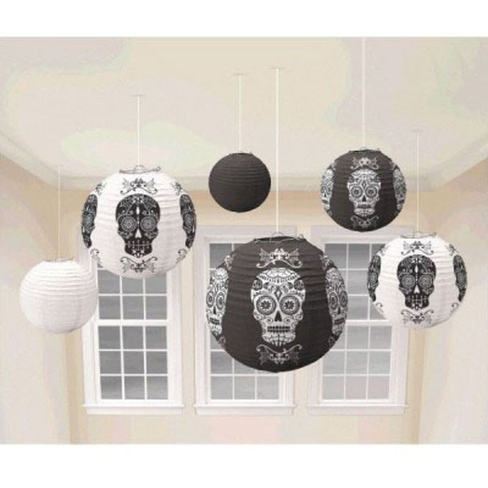 Amscan Set de lampions Têtes de mort Noir et Blanc | 6 pièces Amscan Set de lampions Têtes de mort Noir et Blanc | 6 pièces