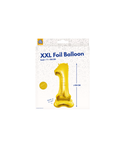 Paper Dreams Cijfer Ballon 1 Staand Goud XXL | 150cm Paper Dreams Cijfer Ballon 1 Staand Goud XXL | 150cm
