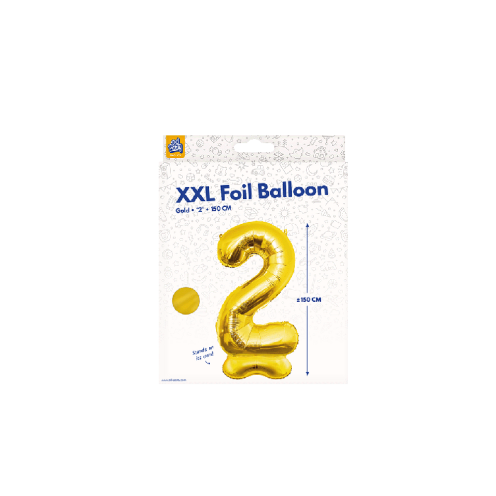 Paper Dreams Standing Number Balloon 2 Gold XXL | 150 cm Paper Dreams Standing Number Balloon 2 Gold XXL | 150 cm