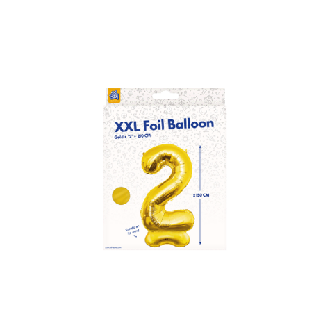 Paper Dreams Cijfer Ballon 2 Staand Goud XXL | 150cm Paper Dreams Cijfer Ballon 2 Staand Goud XXL | 150cm