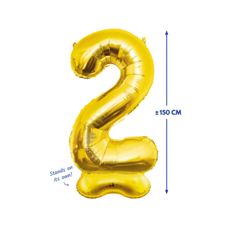 Paper Dreams Zahlenballon 2 Stehend Gold XXL | 150 cm Paper Dreams Zahlenballon 2 Stehend Gold XXL | 150 cm
