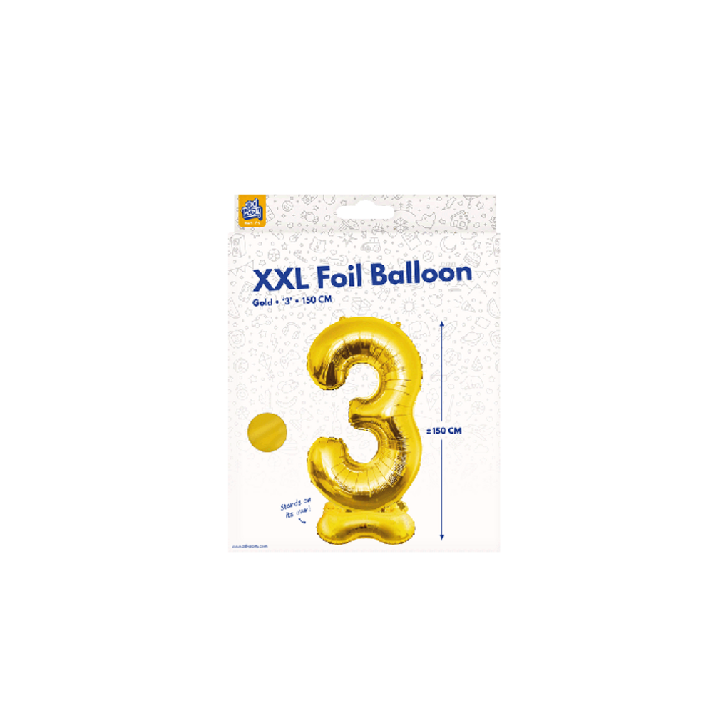 Paper Dreams Standing Number Balloon 3 Gold XXL | 150 cm