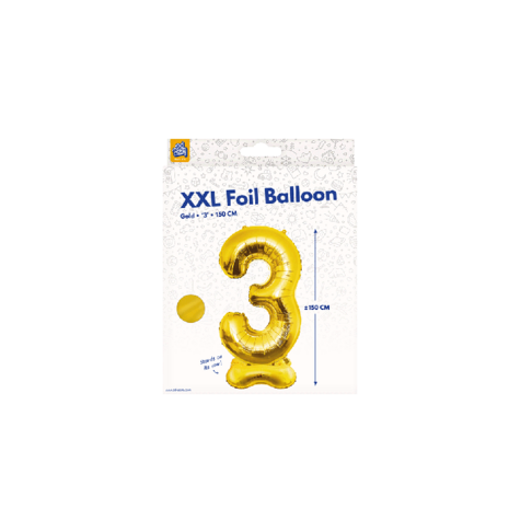 Paper Dreams Zahlenballon 3 Stehend Gold XXL | 150 cm Paper Dreams Zahlenballon 3 Stehend Gold XXL | 150 cm