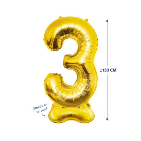 Paper Dreams Ballon Chiffre 3 Debout Or XXL | 150 cm Paper Dreams Ballon Chiffre 3 Debout Or XXL | 150 cm