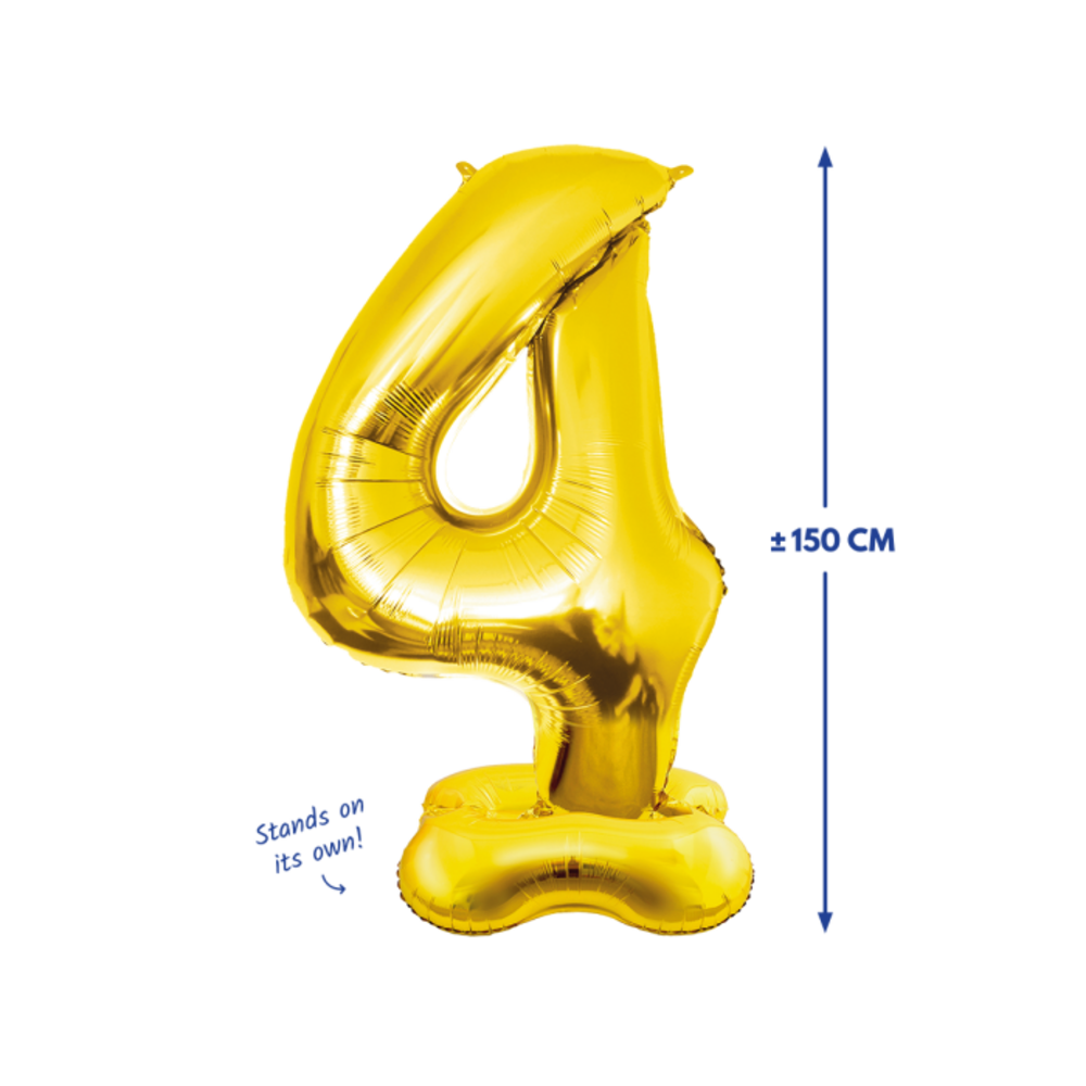 Paper Dreams Ballon Chiffre 4 Debout Or XXL | 150 cm Paper Dreams Ballon Chiffre 4 Debout Or XXL | 150 cm