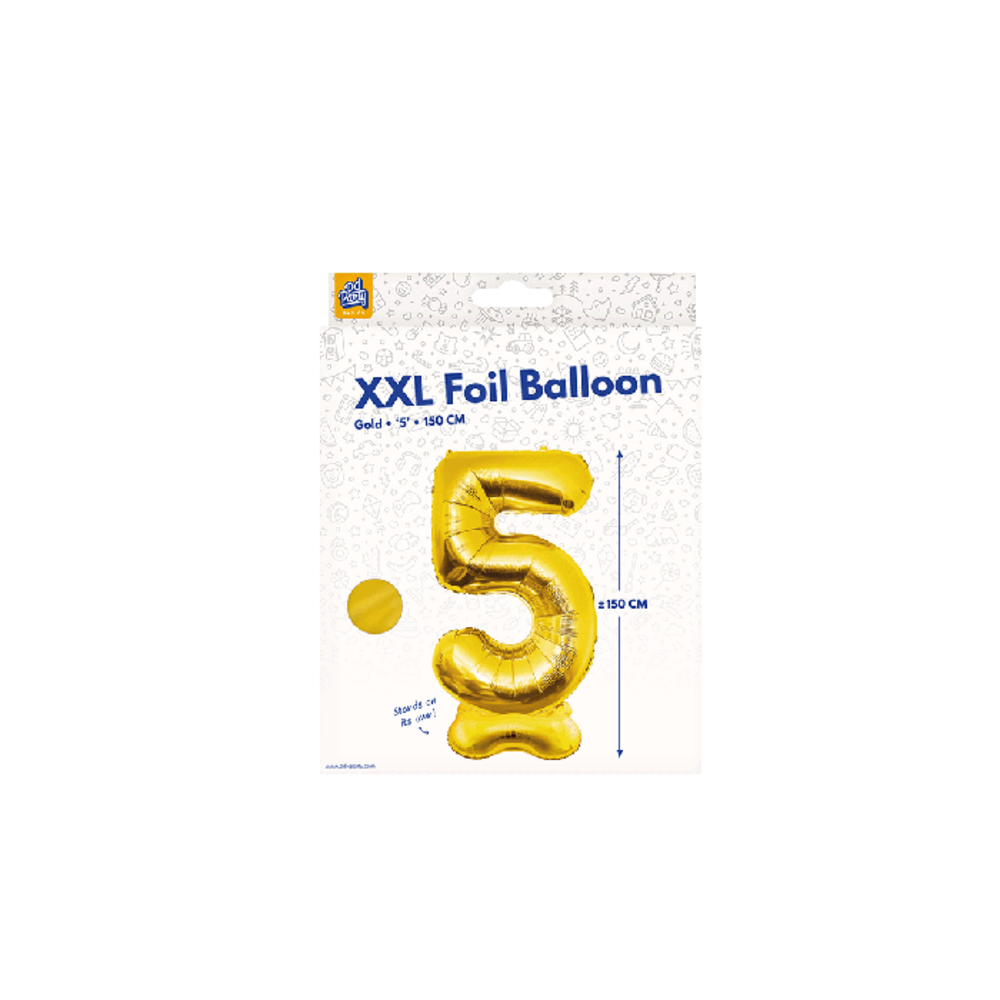 Paper Dreams Standing Number Balloon 5 Gold XXL | 150 cm Paper Dreams Standing Number Balloon 5 Gold XXL | 150 cm