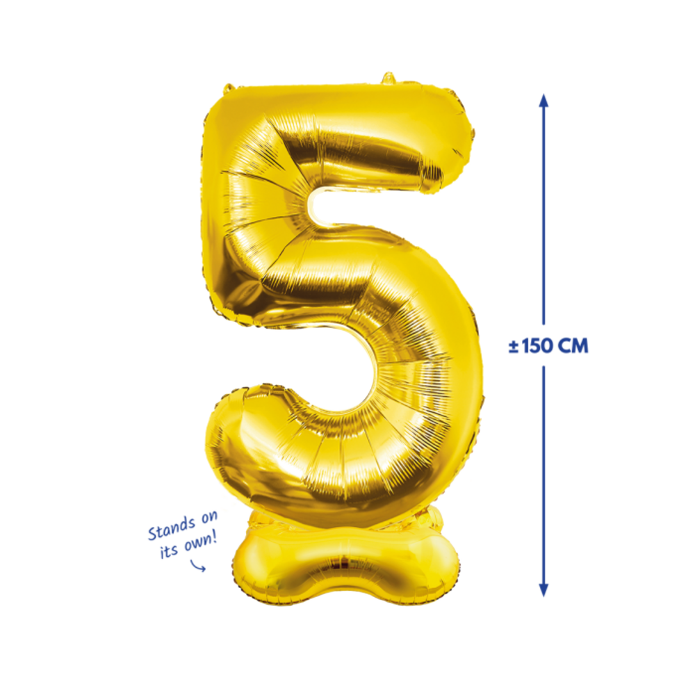 Paper Dreams Ballon Chiffre 5 Debout Or XXL | 150 cm Paper Dreams Ballon Chiffre 5 Debout Or XXL | 150 cm