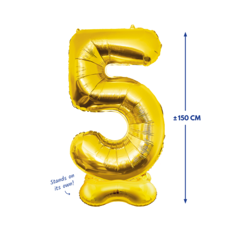 Paper Dreams Zahlenballon 5 Stehend Gold XXL | 150 cm Paper Dreams Zahlenballon 5 Stehend Gold XXL | 150 cm