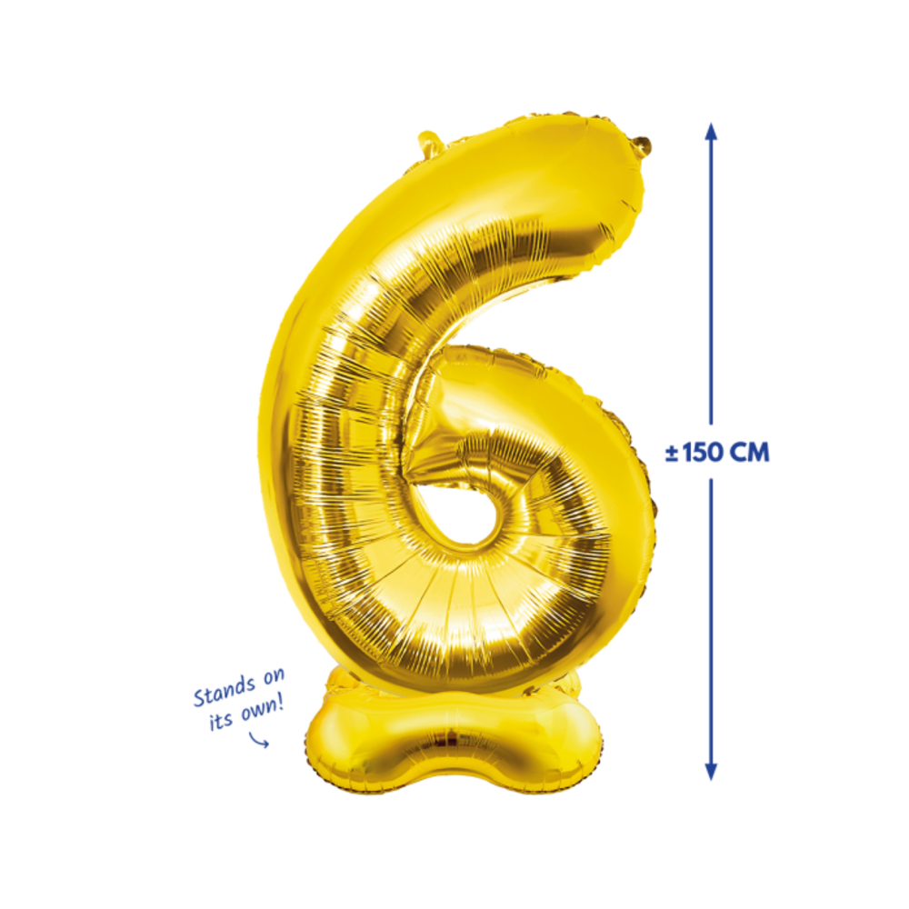 Paper Dreams Ballon Chiffre 6 Debout Or XXL | 150 cm Paper Dreams Ballon Chiffre 6 Debout Or XXL | 150 cm
