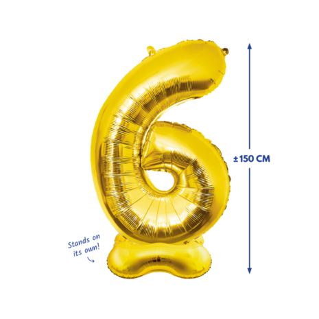 Paper Dreams Zahlenballon 6 Stehend Gold XXL | 150 cm Paper Dreams Zahlenballon 6 Stehend Gold XXL | 150 cm