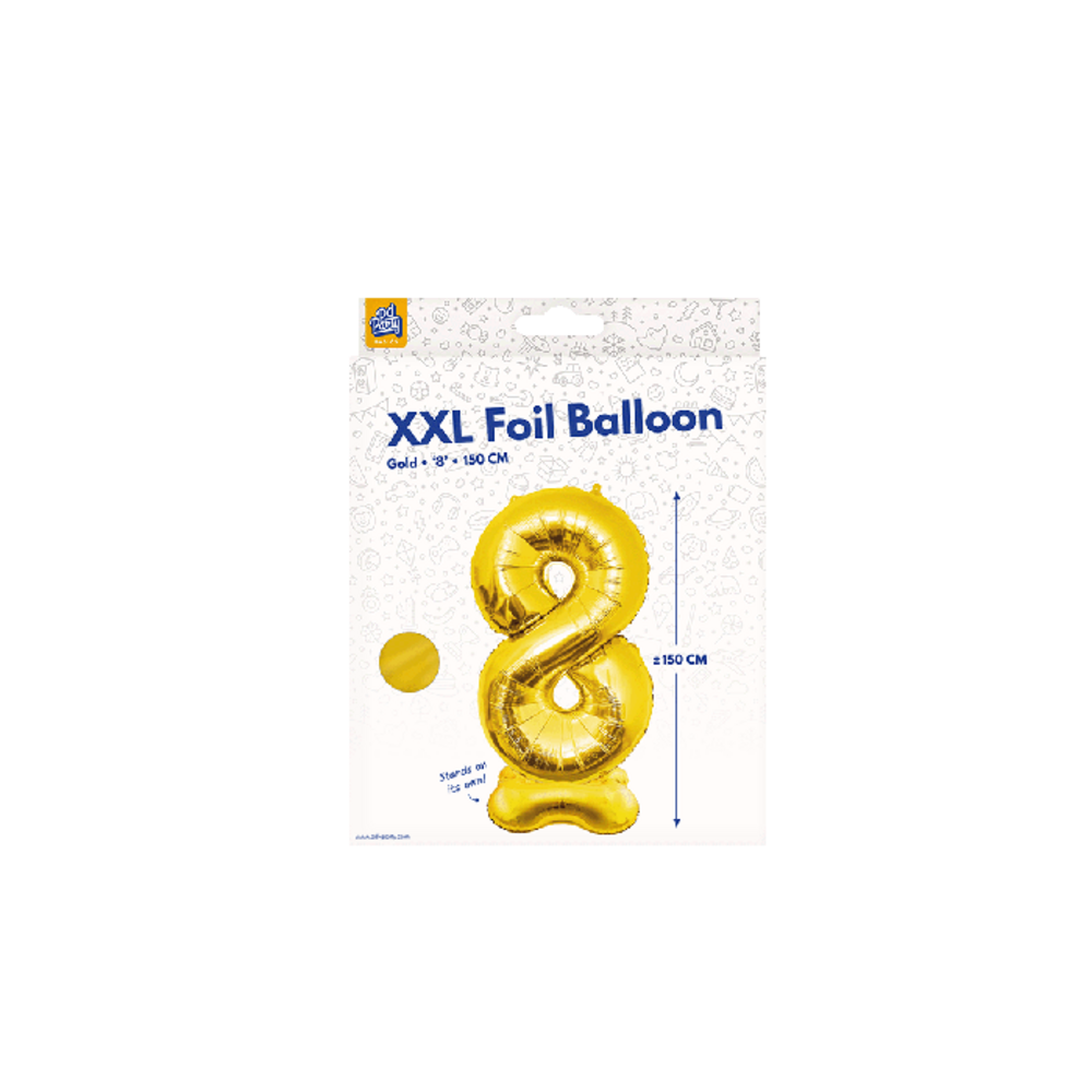 Paper Dreams Cijfer Ballon 8 Staand Goud XXL | 150cm Paper Dreams Cijfer Ballon 8 Staand Goud XXL | 150cm